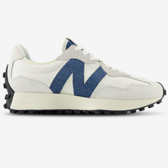 New Balance 327 Casual Womens Sneakers Shoes White Canvas Blue ~ various sizes ~ - Picture 4 of 14